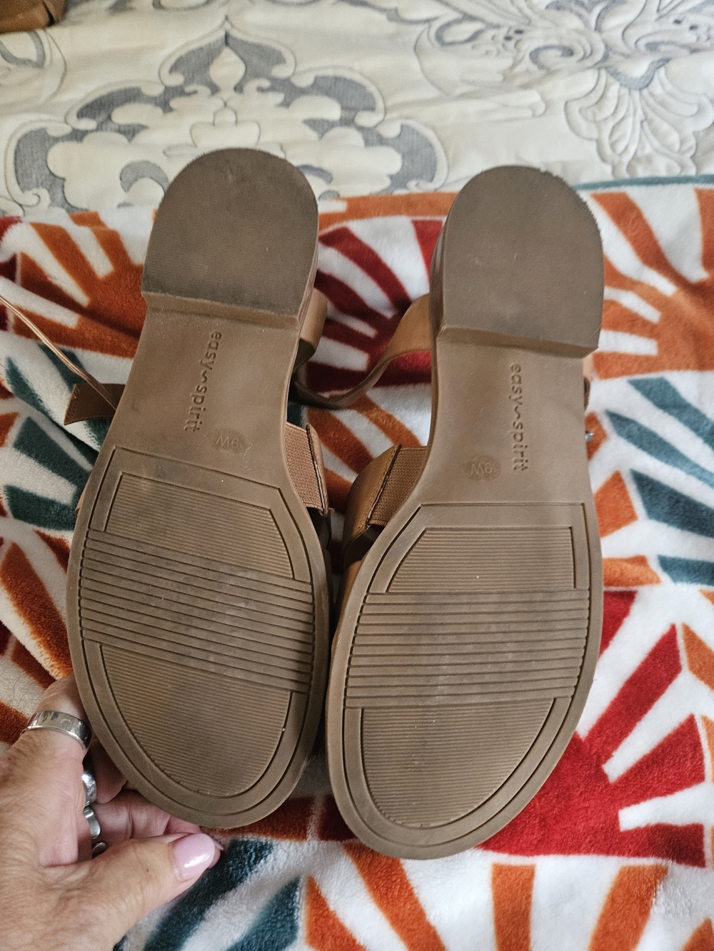 Easy Spirit Tan Woven Leather Slingback Sandals - Picture 3 of 3